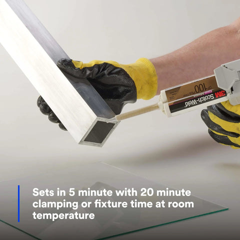 Applying Two-Part Fast Cure Clear Epoxy Adhesive DP100 to metal with 200 mL Duo-Pak for high shear strength, clear bond