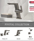 Delta Pivotal Collection faucet with sleek black stainless finish in modern bathroom setting.