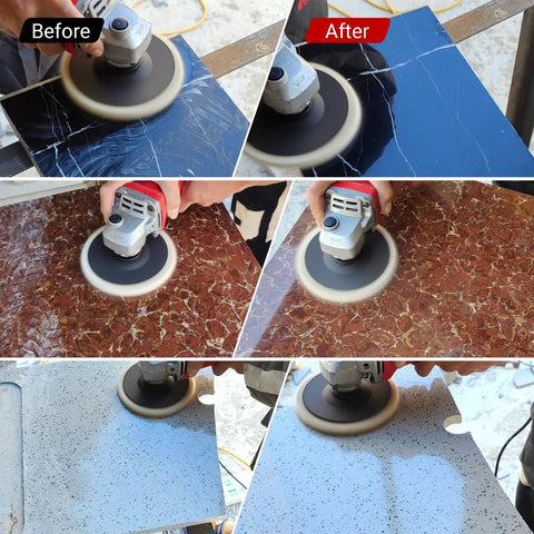 Wool Felt Pro Grade Polishing Wheels Set for Angle Grinder High Density Buffing Discs before and after stone restoration