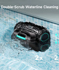 Cordless Robotic Pool Vac for Inground and Above Ground Pools with 4 in 1 Cleaning in a pool, forest green and black