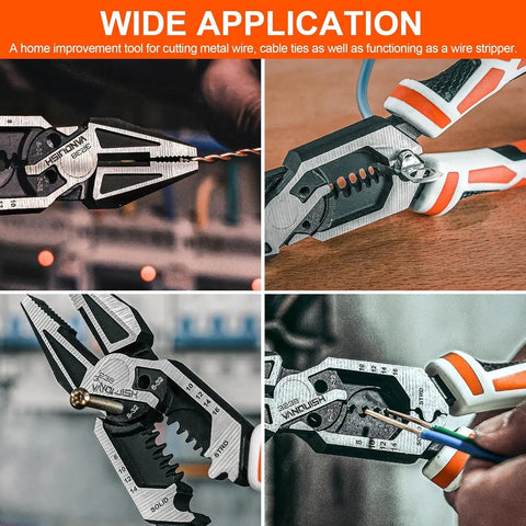 Heavy Duty 2 Piece Pliers Set with Linesman and Long Nose Pliers 8 Inch multitool cutting wire orange handle CRV steel