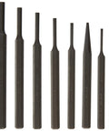 Assorted 10 Piece Punch Set With Black Oxide Finish For Metalwork And Auto Repairs Includes 1/8 Inch Solid Punch 3/32 Inch Pin Punch