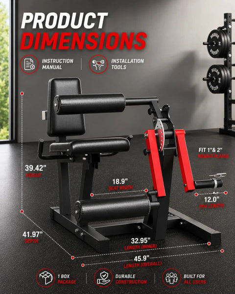4 In 1 Leg Extension Curl Machine For Home Gym With Leg Developer And Hip Thrust Station Seated And Single Leg Curl Plate Loaded Lower Body Strength Equipment Fits 1 And 2 Inch Plates Up To 700 Lbs dimensions