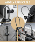 Heavy Duty 4 Digit Combo Cable Lock With Resettable Braided Steel Wire And Smooth Protective Jacket For Lock Tight Security on a backpack and locker.