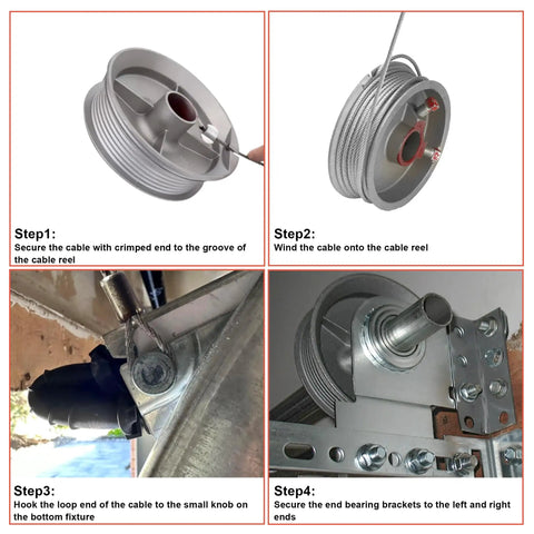 Heavy Duty Garage Door Torsion Spring Kit With Cables And Brackets, assembly steps for smooth easy DIY operation.