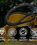 Stump Grinder Belt HTD14M 1-1/2 Inch Wide 125 Teeth 14mm Pitch Compatible With RG45 RG55 Drive System shown with yellow machine