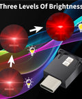 USB LED Interior Car Light With Adjustable Brightness And 8 Color Options Type C Plug 5V DC Atmosphere Lamp with brightness levels