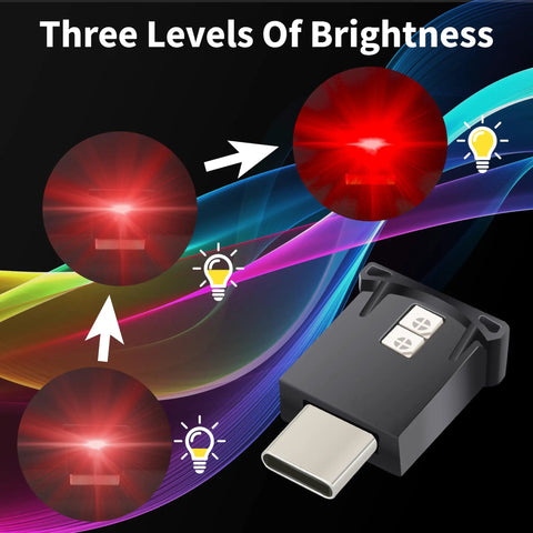 USB LED Interior Car Light With Adjustable Brightness And 8 Color Options Type C Plug 5V DC Atmosphere Lamp with brightness levels