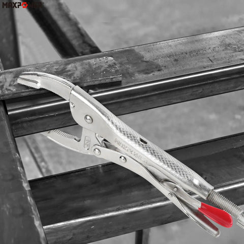 10 Inch Curved Jaw Locking Pliers Set With 2.5 Inch Opening And 65mm Max Capacity clamping metal surface