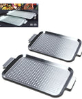 Grill Pan Set Of 2 Stainless Steel Perforated Grilling Baskets With Handles For Outdoor BBQ Barbecue Accessories Topper