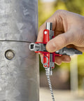Universal Construction Control Cabinet Key with Plug In Magnetic Support for Profile Cylinder Locks tool in use on metal cabinet