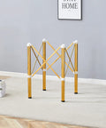 Adjustable Stainless Steel Table Legs Gold Finish Foldable Support Base For Coffee Desk Dining Table No Sweat Install, displayed in modern setting.