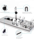 Glass Bottle Cutter Upgraded Tool Kit For Cutting Wine Beer Liquor Champagne Bottles Pro Diy Machine With 5 Support Wheels And Diamond Carbide Blades For Round Bottles Stainless Steel Bottom Plate