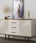 Modern dresser with Black Square Bar Cabinet Pulls Set of 20 Dope Stainless Steel Drawer Handles for Kitchen Cabinets.