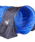 Blue 16 Foot Dog Agility Tunnel With Sandbag End Sets For Backyard Training, Durable Easy Setup Obstacle Course