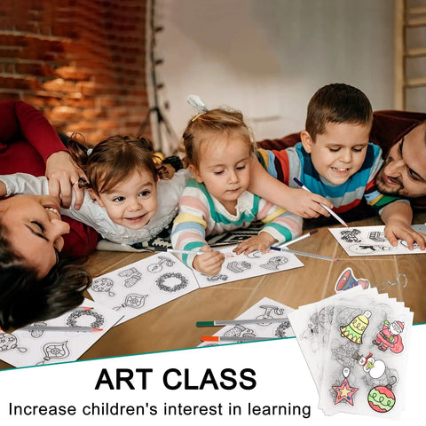 Kickstart Your Craft Game With This Hella Cool 198 Piece Heat Shrink Plastic Sheet Kit featuring kids coloring and crafting together.