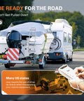 Heavy Duty Boat Trailer Transom Tie Down Straps 1200 Lbs Capacity securing a boat on a trailer behind an RV on the road