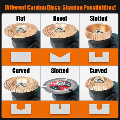 13 Piece Wood Carving Disc Set For Four And A Half Inch Angle Grinders With Carbon Steel Discs And Flap Discs For Woodworking