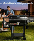 Family preparing food near grill with Auger Motor And Grill Induction Fan Kit With Fire Burn Pot And Hot Rod Ignitor For Pellet Grills Replacement Parts Fits Pit Boss And Traeger Grills Includes Mounting Screws And Simple Install Guide For Easy Diy Replacement