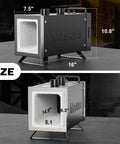 Two Burner Propane Forge Kit For Knife Making And Blacksmithing With Base, showing dimensions and compact size