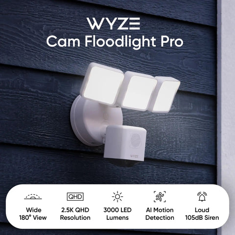 Badass Outdoor Security Floodlight Camera Streaming Crisp 2K HD Video Smooth Motion Tracking And Wide 180 Degree Panoramic Reach Plus Blazing LED Lights And Loud Warning Siren For Rock Solid Home Defense On Wired Mounts
