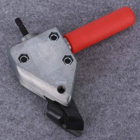Heavy Duty Metal Sheet Cutter Head For Electric Drill Cuts Iron Steel Aluminum Stainless 1.2mm Thick Ideal For Auto Repair And Diy Projects Quick Change Design For Precision Cutting Tasks Around The Garage side view of metal sheet cutter attachment