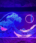 Great Wave Neon Sign Wall Decor LED Light With Lit Blue And White Glow 24 By 16 Inches Handmade Japanese Wave Art For Home Bar Man Cave Gift For Husband Boyfriend Dad Brother Son