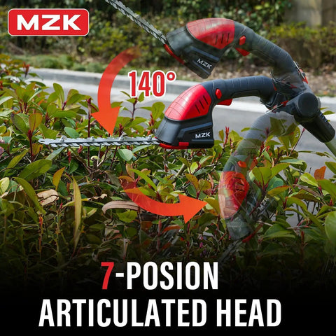 Close-up of Go-To 2-In-1 Cordless Hedge Trimmer And Grass Shear With Extension Pole showing multi-angle articulated head