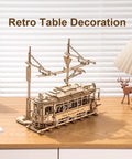 3D Wooden Puzzle Model Car Kit For Adults Build A Classic Tram Train Set With Realistic Rails And Real Wood Finish Hands On Toy Gift Idea For Christmas Fathers Day Birthday Dope Build Experience on table