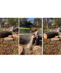 Portable Chainsaw Mill 12ft Rail Guide System for Easy Log Milling, showing outdoor lumber cutting with aluminum rail kit.