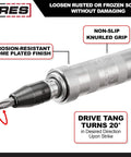 One Half Inch Manual Reversible Impact Driver With Half Inch Drive Chuck Comes With Flat Bits Five Sixteenths And Three Eighths Phillips Bits Size Two And Size Three Plus Durable Storage Case For Removing Rusted Bolts And Frozen Fasteners in metal finish with knurled grip