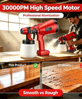 Cordless Hvp Paint Sprayer With 1000Ml Cup And 30000 Rpm Copper Motor delivers ultra fine mist for a smooth finish on wood surfaces.