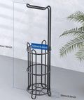 Freestanding Toilet Paper Holder Stand And Dispenser For Bathroom Storage Holds Four Rolls Metal Wire Black Finish No Fuss Design Easy Access And Space Saving Organizer with measurements