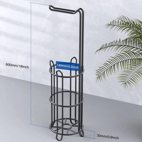 Freestanding Toilet Paper Holder Stand And Dispenser For Bathroom Storage Holds Four Rolls Metal Wire Black Finish No Fuss Design Easy Access And Space Saving Organizer with measurements