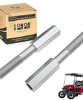 Heavy Duty Golf Cart Shock Absorber Extension Rod Pair Fit For Ezgo Club Car Lift Kits To Raise Body And Kill Bounce With Sweet Smooth Ride On Rough Paths Compatible With Standard Oem Replacement Part Numbers shown with mounting adapter box and mounting rods.