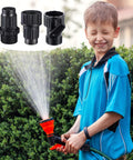 Garden Expandable Hose Repair Kit With Faucet Adapters And Connectors 4 Sets Includes Shut Off Valves And 8 Rubber Gaskets For Three Quarter Inch Hoses Easy Plug And Play DIY Fix Leak Proof Hose System in use by child watering garden