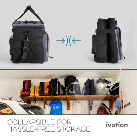 Portable Electric Cooler Bag And Thermoelectric Travel Fridge With 18 Liter Soft Sided Build DC 12 Volt Car Plug Case for collapsible storage.