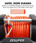 4500 Lb Waterproof Electric Winch With Wireless Remote For ATV UTV Boat Or Trailer showing synthetic rope detail