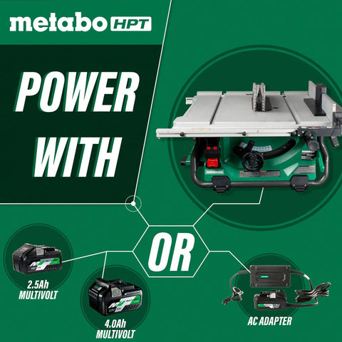 Cordless 36V Table Saw With Brushless Motor, 10 Inch Blade with Multivolt battery and power adapter options