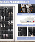 Over The Door Shoe Organizer With 35 Roomy Mesh Pockets Holds Sneakers Heels And Boots Hella Spacious Solid Heavy Duty Black.