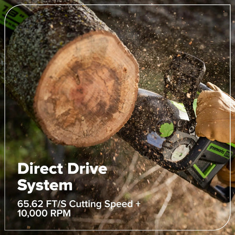 18 Inch 60V Cordless Chainsaw Tool Only Bringing Actual Gas Engine Kick To Yard Work Without The Noise Or Fumes cutting through log