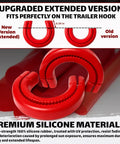 Red Front Tow Hook Covers For Chevy Silverado 1500 And GMC Sierra 1500 show extended silicone design and UV protection