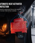 Heavy Duty Automatic Aerosol Fire Suppression Kit For Automotive Engine Bays And Cabin Wiring 2 Pack mounted with smoke.