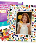 Decorate Your Own Mosaic Picture Frame Kit With Colorful Mosaics Glue Spreader Grout And Everything You Need For 5x7 Or 4x6 Photos DIY Mosaic Craft Kit For Adults Christmas Valentines Day Gifts, showing a colorful mosaic frame with photo and tiles.
