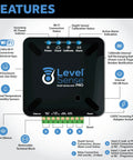 WiFi Enabled Sump Pump Alarm With High Water Alert product features diagram showcasing connectivity and internal sensors.