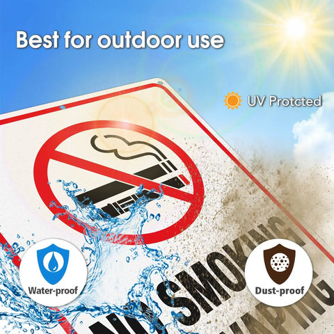 No Smoking No Vaping Signs 10x7 Inches Reflective Aluminum Weatherproof Outdoor Use 6 Pre Drilled Holes UV Protected