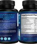 Back view of Mega Mineral Supplement Complete Mineral Complex With Calcium Magnesium Zinc Potassium Boron Selenium Chromium And 72 Trace Minerals Iron Free Calcium Supplement 100 Pills showing supplement facts label.