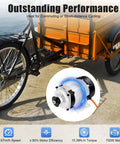 48V 750W Brushless DC Motor Kit for DIY Tricycle Conversion with LED Display highlighted next to orange cargo trike