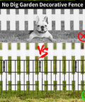 Image showing a dog behind a No Dig Animal Barrier Fence Kit 27ft Long 17in High Garden Border Fence with 25 rustproof metal panels.