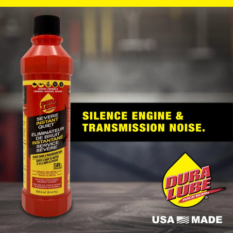 Severe Instant Quiet Lubricant For Engine Transmission And Power Steering Kills Knocks And Ticks Reduces Friction Prevents Wear Ideal For High Mileage Cars 8 Oz Bottle 6 Pack, red bottle